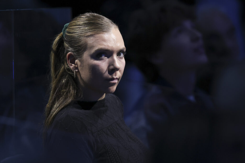 Katie Boulter, British Tennis player and partner of Alex de Minaur of Australia follows the Semi Final match during day seven of the Nitto ATP Finals 2025 at Inalpi Arena.