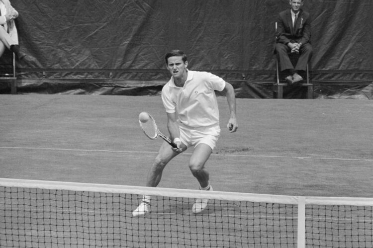 (Original Caption) Wimbledon champion Billie Jean King of Long Beach, California, and Australia's Roy Emerson (shown) are all business en route to ...
