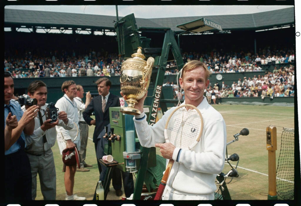 Rod Laver Holding the Wimbledon trophy