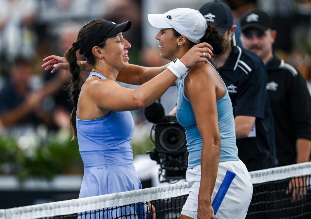 Madison Keys of USA celebrates winning the match in the Women's Singles Final against Jessica Pegula of USA during day six of the 2025 Adelaide International at Memorial Drive on January 11, 2025 in Adelaide, Australia.