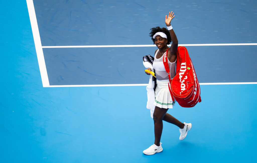Venus Williams of the United States walks off the court after losing to Jessica Bouzas Maneiro of Spain in the first round on Day 1 of the Cincinnati Open at Lindner Family Tennis Center on August 07, 2025 in Mason, Ohio.