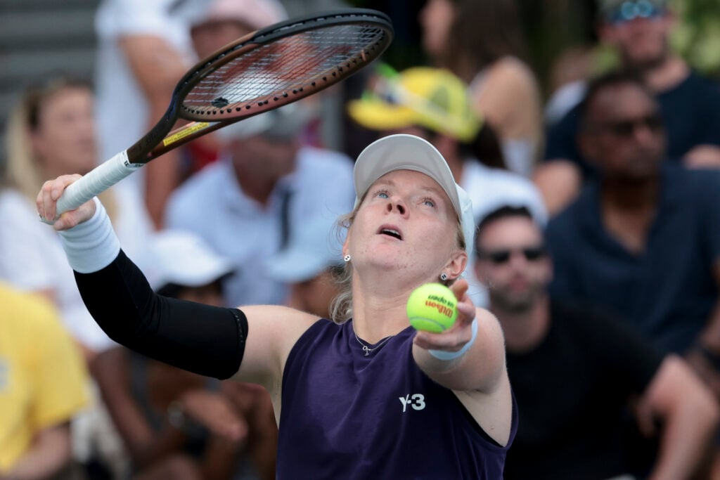 Francesca Jones of Australia during her first round match against Eva Lys of Germany on day three of the 2025 US Open Tennis Championships at USTA Billie Jean King National Tennis Center on August 26, 2025