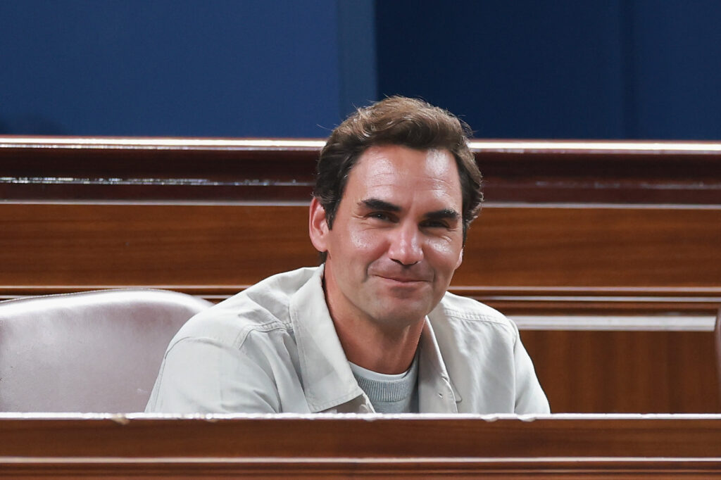 Former tennis player Roger Federer attends the Men's singles final on day 14 of the 2025 Shanghai Rolex Masters at Qi Zhong Tennis Center on October 12, 2025 in Shanghai, China.