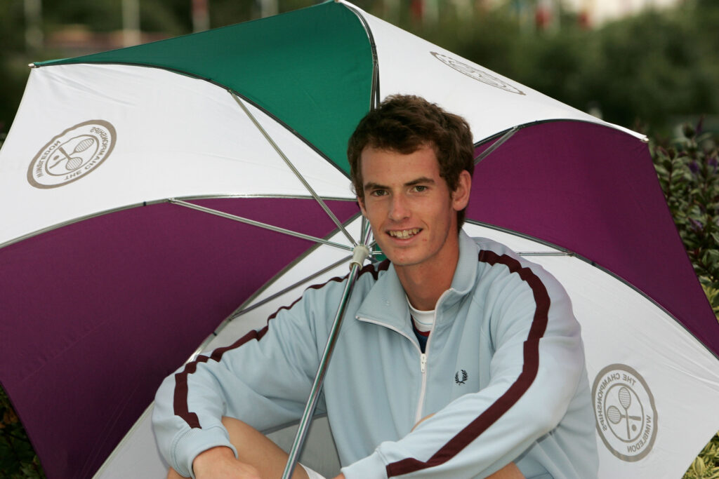 Andrew Murray of Great Britain poses for photographs during the fifth day of the Wimbledon Lawn Tennis Championship on June 24, 2005 at the All England Lawn Tennis and Croquet Club in London.