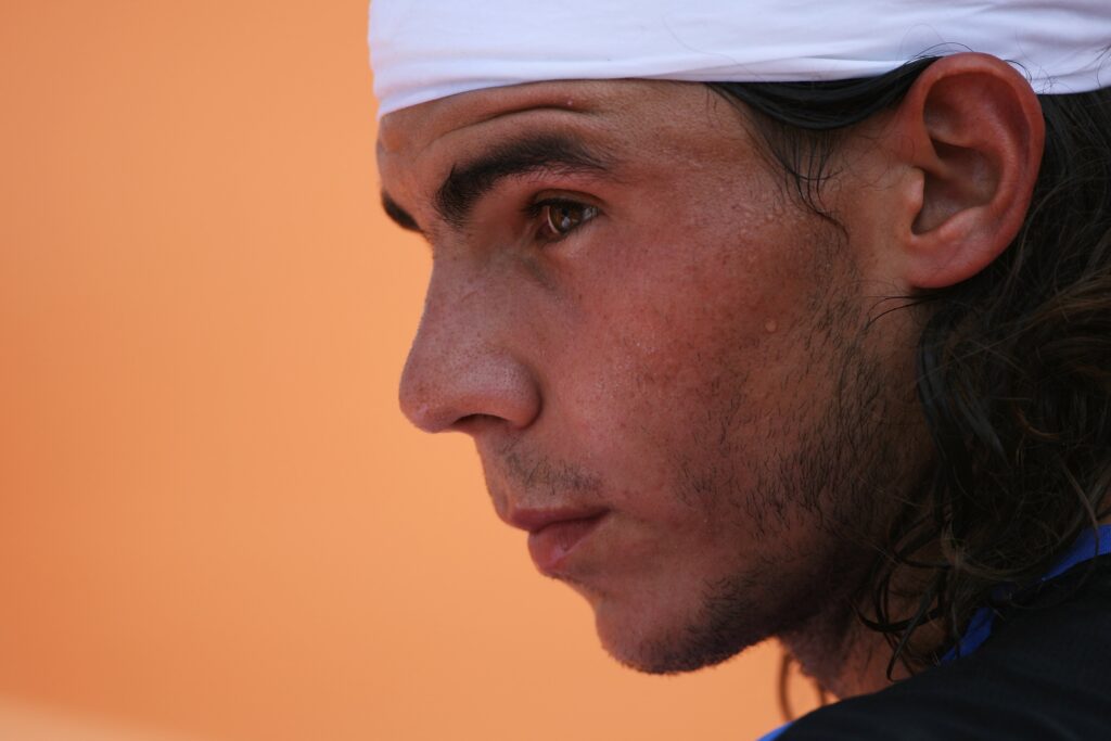 Rafael Nadal of Spain looks on against Roger Federer of Switzerland during the Men?s Singles Final on day fifteen of the French Open at Roland Garros on June 11, 2006 in Paris, France.