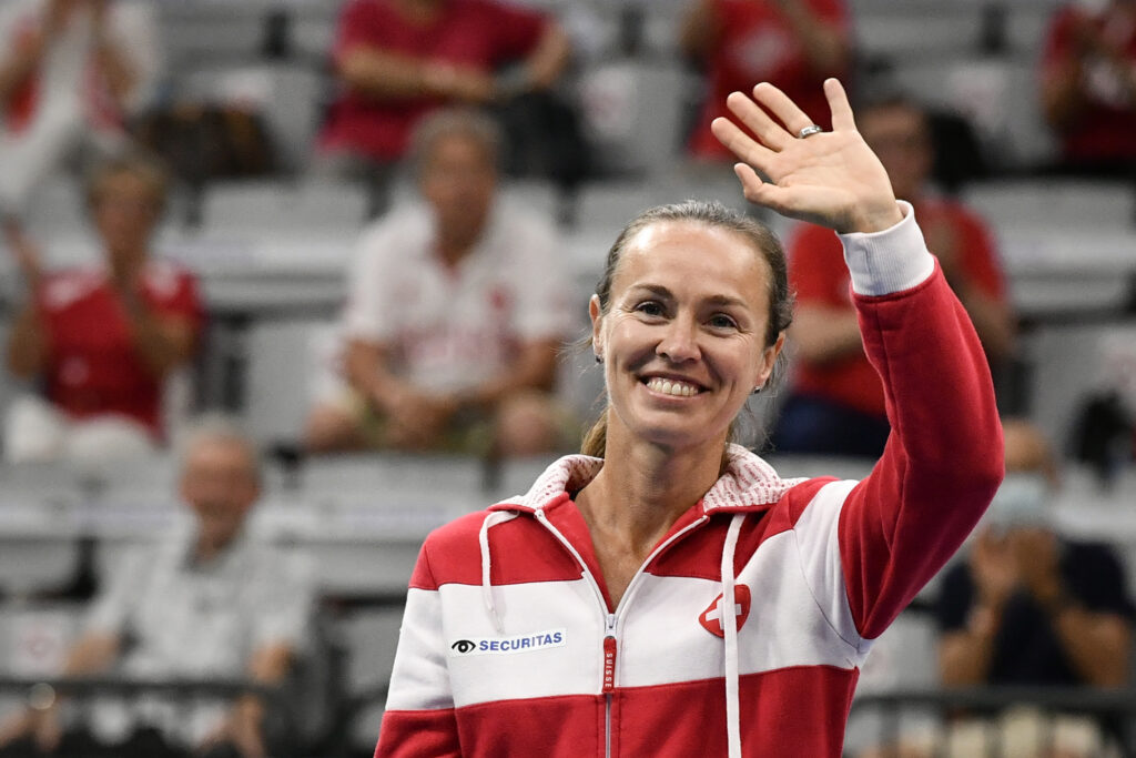 Swiss player Martina Hingis (Ex WTA 1) reacts during the ceremony of the Swiss Tennis Pro Cup exhibition tournament on July 25, 2020 in Biel.