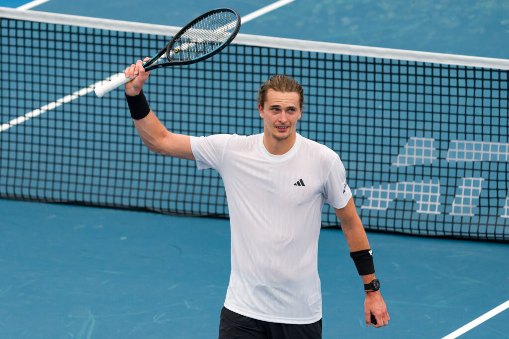 Alexander Zverev of Team Germany acknowledges the crowd after victory in the Group F Men's Singles match against Tallon Griekspoor of Team Netherlands during the United Cup at Ken Rosewall Arena on January 04, 2026 in Sydney, Australia.
