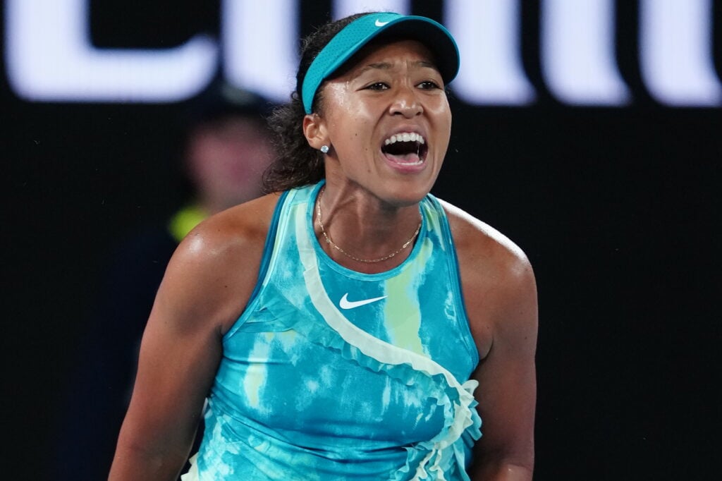 Naomi Osaka of Japan reacts against Antonia Ruzic of Croatia in the Women's Singles First Round during day three of the 2026 Australian Open at Melbourne Park on January 20, 2026 in Melbourne, Australia.