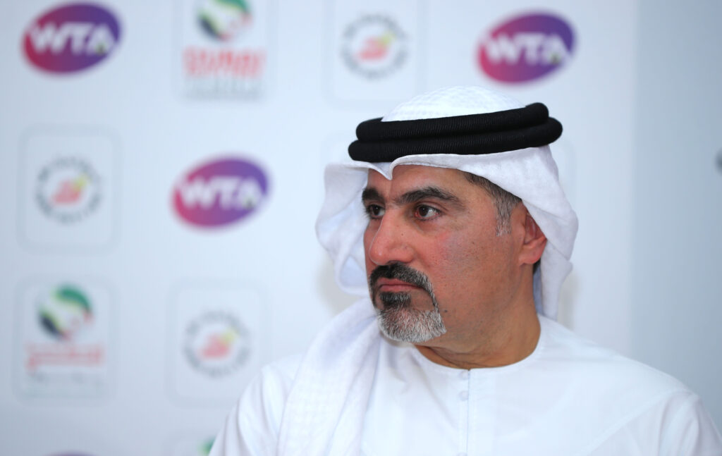 Salah Tahlak, Executive Vice President, Corporate Services Dubai Duty Free and Tournament Director looks on during the official WTA draw ceremony at Dubai Duty Free Tennis Stadium on February 16, 2019 in Dubai, United Arab Emirates.