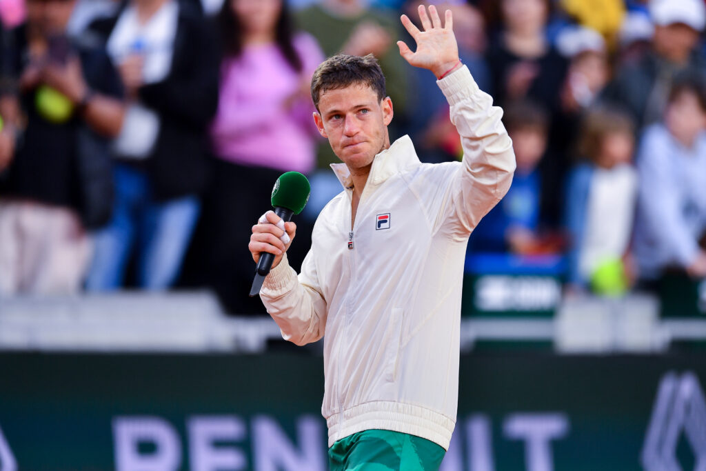 Diego Schwartzman of Argentina acknowledges the fans following the Qualifying Second Round at Roland Garros on May 22, 2024 in Paris, France.