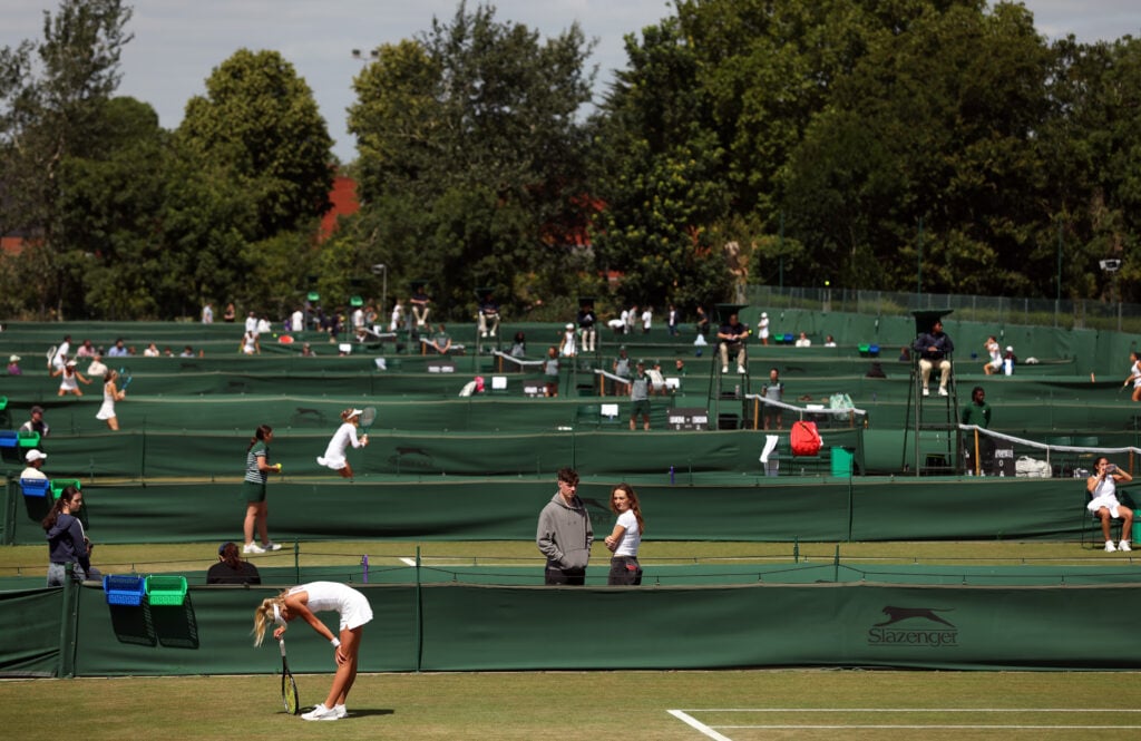 A view of the courts during the Lexus British Open Roehampton at Wimbledon Qualifying and Community Sports Centre on July 04, 2024 in London, England.