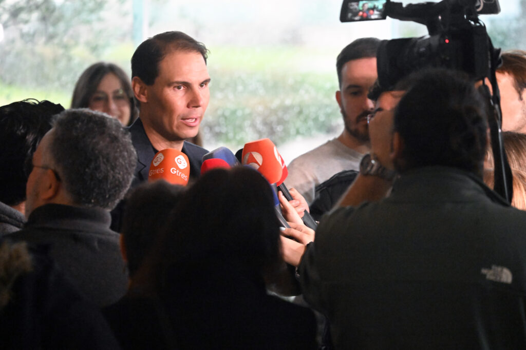 Rafa Nadal during the presentation of 'Spin&Swing' at the Real Club de Campo Villa de Madrid, 10 February 2026, in Madrid, Spain. This is the new solidarity sports initiative promoted by Rafa Nadal and Cantabria Labs, aimed at supporting the social projects of the Rafa Nadal Foundation