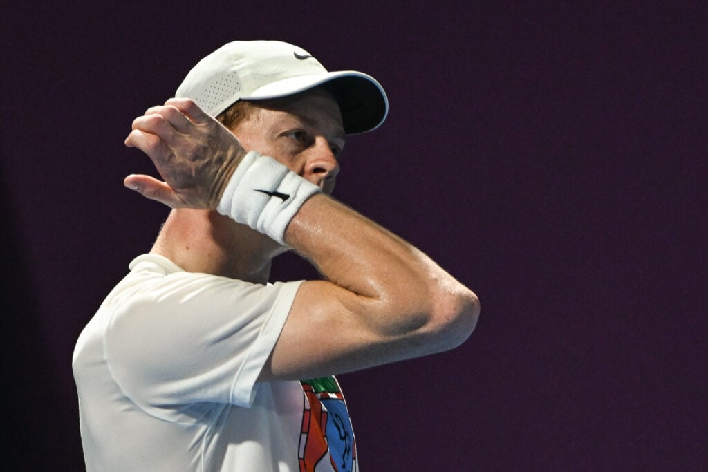 Jannik Sinner practising at the Qatar Open