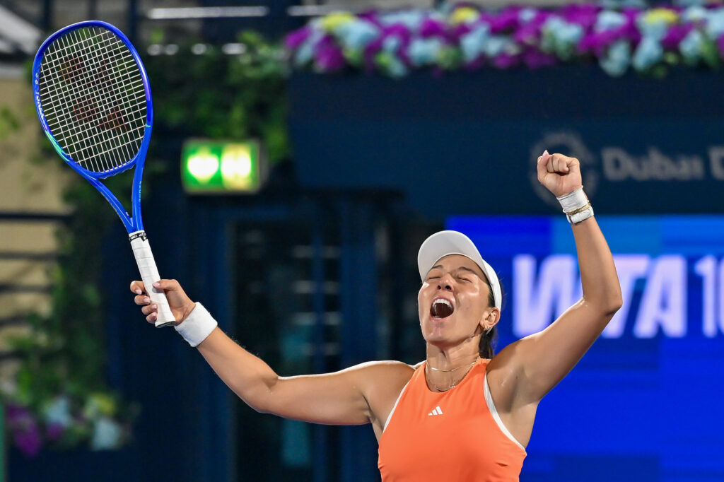 American tennis player Jessica Pegula wins the womenâs singles final of the âDubai Duty Freeâ Tennis Championships against Ukrainian tennis player Elina Svitolina at the Dubai Duty Free Tennis Stadium in Dubai, United Arab Emirates, on February 21, 2026