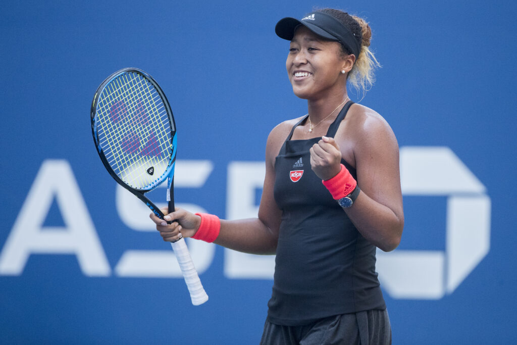 2018 US Open Tennis Tournament- Day Eight. Naomi Osaka of Japan reacts to her win against Aryna Sabalenka of Belarus in the Women's Singles round four match on Louis Armstrong Stadium at the 2018 US Open Tennis Tournament at the USTA Billie Jean King National Tennis Center on September 3rd, 2018 in Flushing, Queens, New York City.
