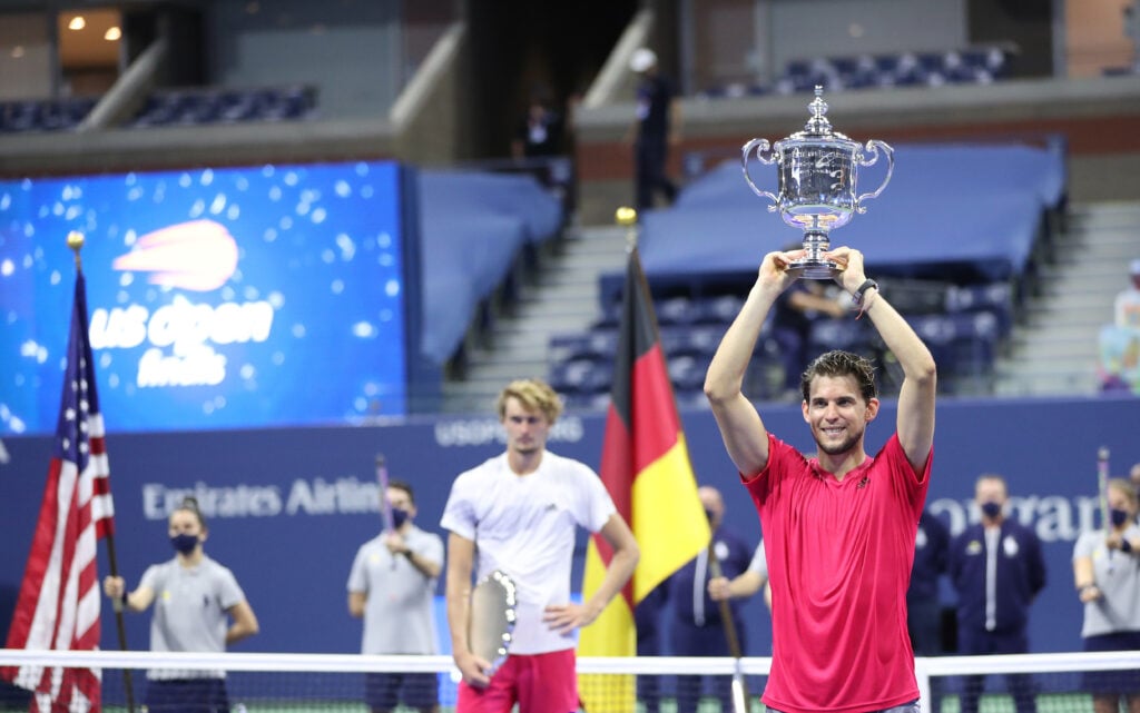 Alexander Zverev and Dominic Thiem pictured after the 2020 US Open final