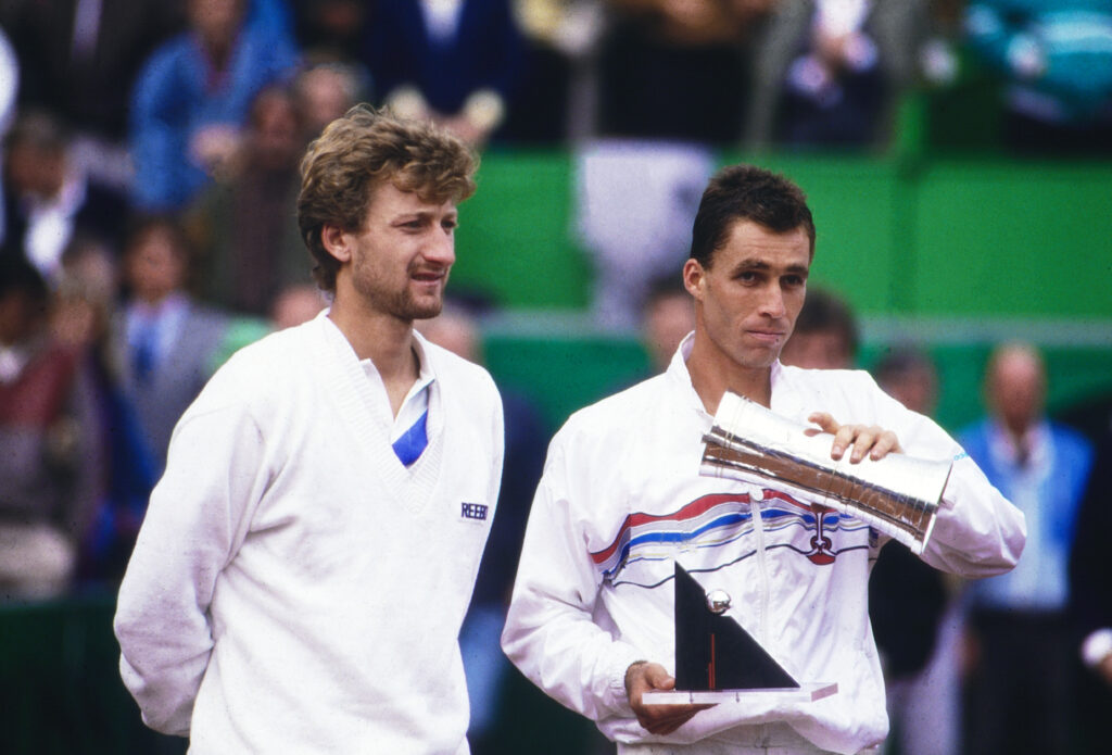 Miloslav Mecir and Ivan Lendl pictured together after the 1987 Miami Open final