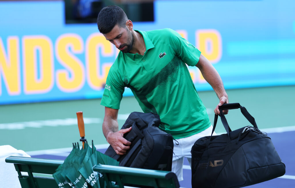 Novak Djokovic leaves the court after his defeat at Indian Wells in 2025