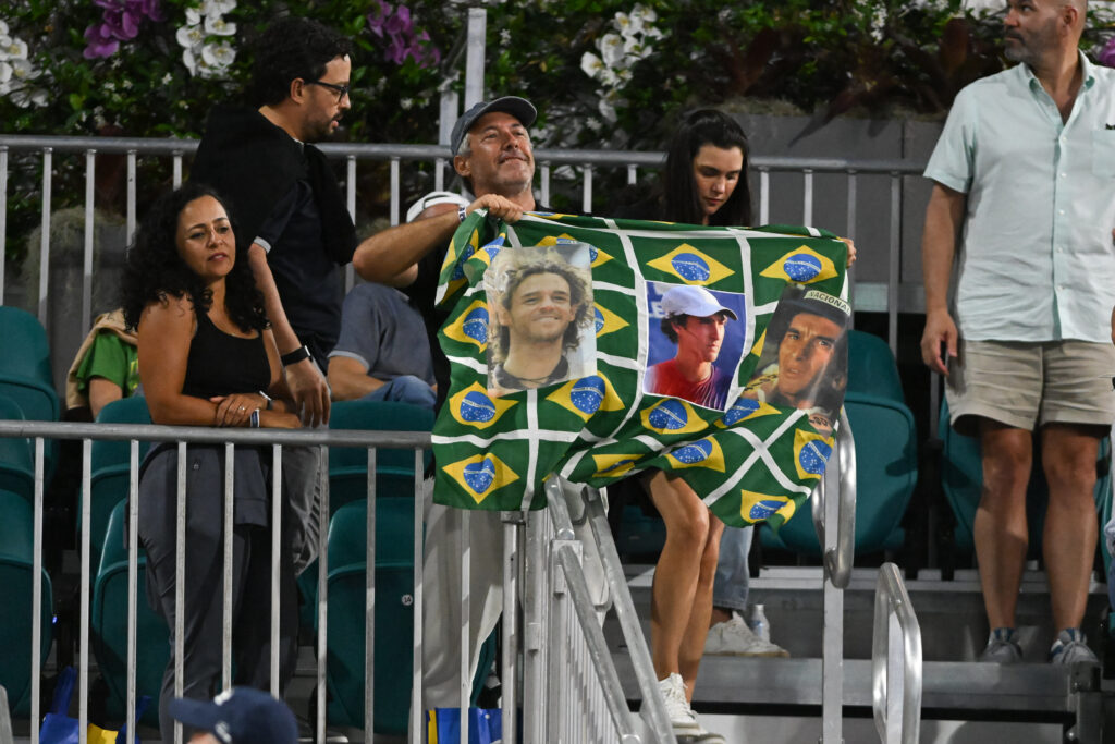 Atmosphere during the Alex De Minaur of Australia match against Joao Fonseca of Brazil during the men's 3rd round of the Miami Open on March 24, 2025, on March 24, 2025, at Hard Rock Stadium in Miami Gardens, Florida.
