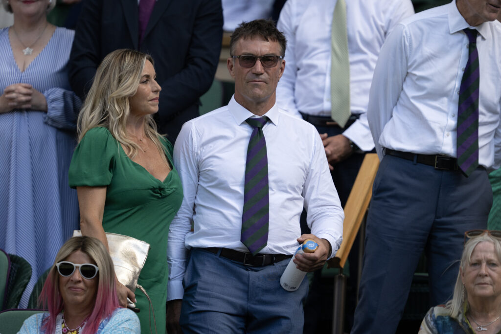 Pat Cash pictured at Wimbledon in 2025