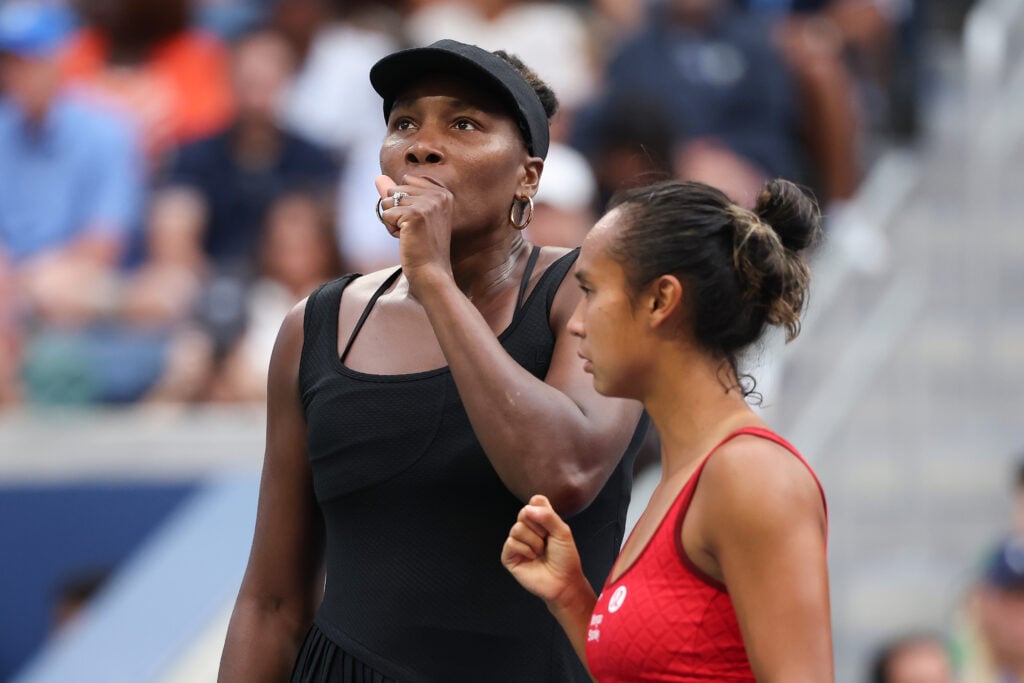 Venus Williams and Leylah Fernandez in conversation at the 2025 US Open