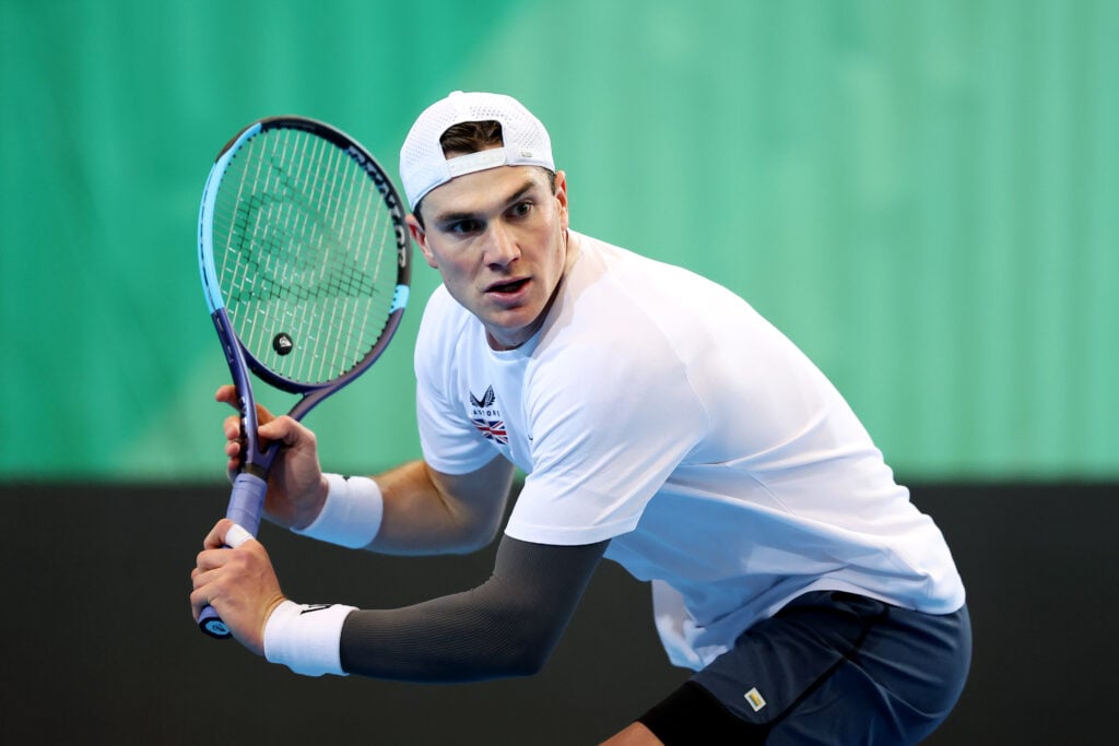 Jack Draper in action at the 2026 Davis Cup