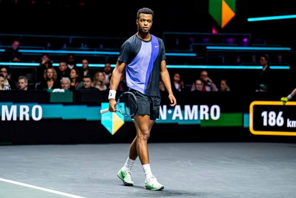 Giovanni Mpetshi Perricard looks on during Day Two of the ABN AMRO Open at Rotterdam Ahoy on February 10, 2026 in Rotterdam, Netherlands.