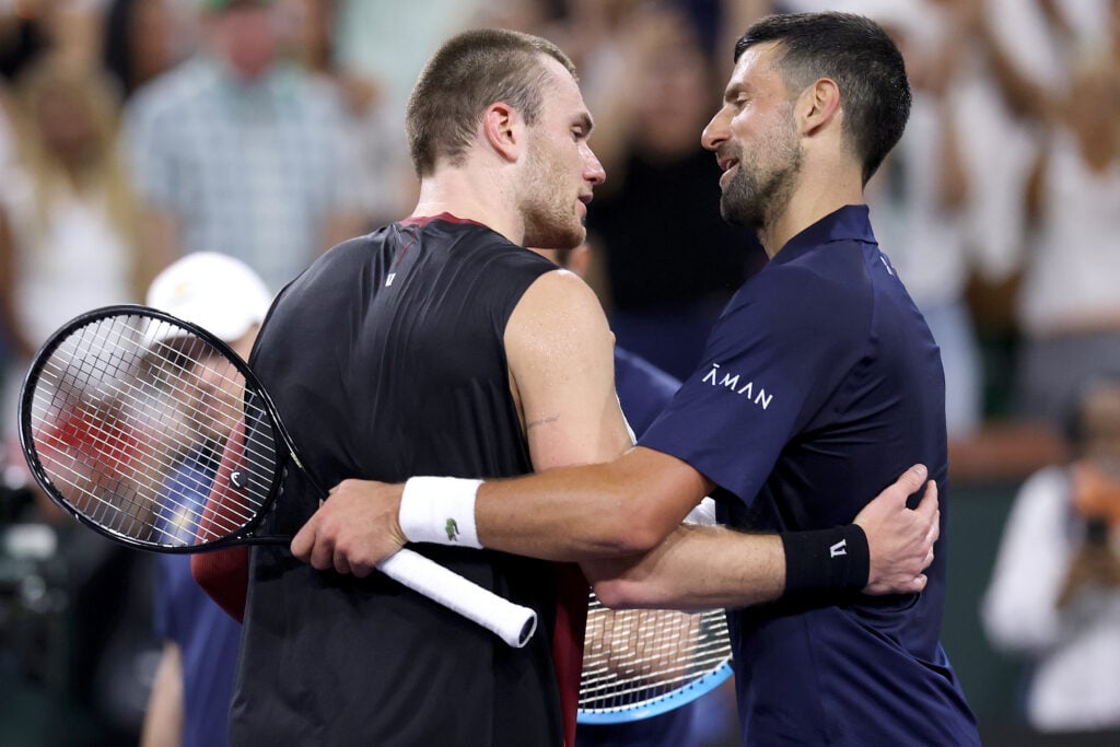 Jack Draper and Novak Djokovic shake hands