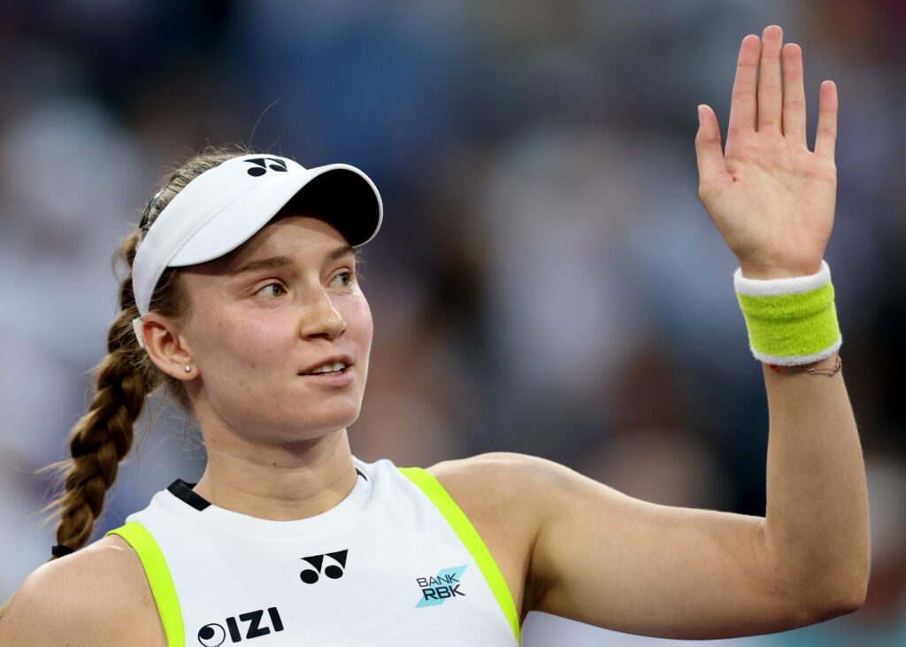 Elena Rybakina reacts during Indian Wells in 2026