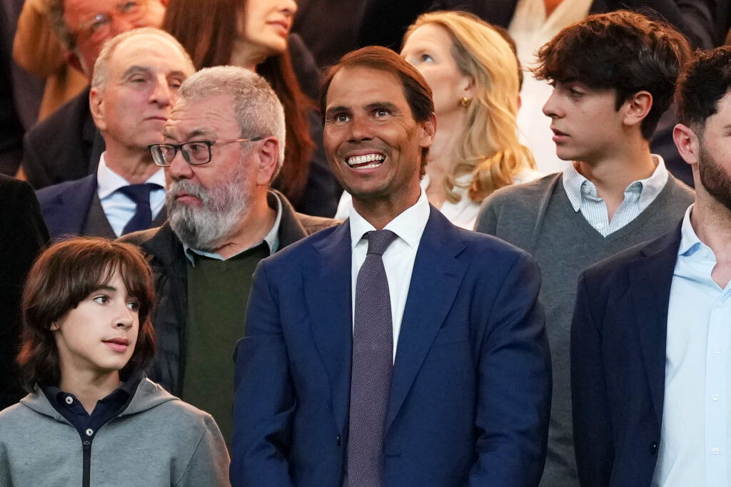 Rafael Nadal pictured during the Madrid derby in 2026