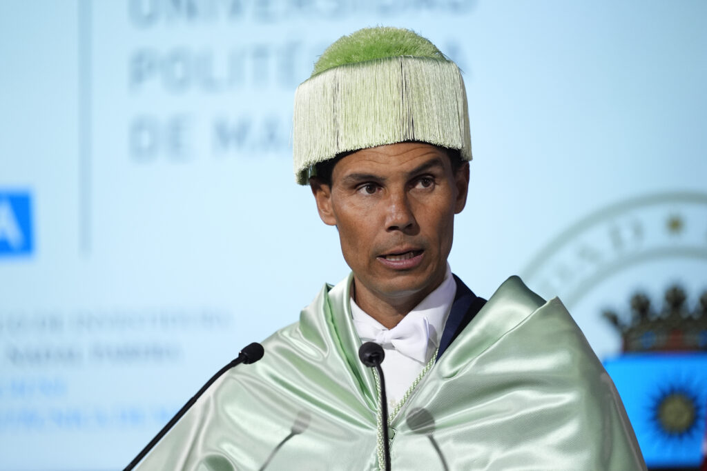 Rafael Nadal during the investiture of Rafael Nadal as Doctor Honoris Causa by the Technical University of Madrid at the University’s Rectorate on March 24, 2026, in Madrid, Spain.