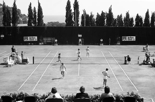 View of the central court of Monte Carlo Country Club (MCCC), the home of the ATP's Monte Carlo Masters tournament, it is also the base of the Monte Carlo Tennis Academy on April 15, 1974 in Monte Carlo,Monaco.