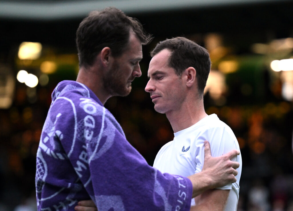 Jamie Murray and Andy Murray appear emotional at Wimbledon in 2024