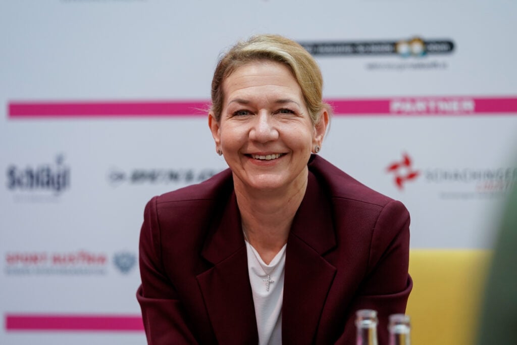 Sandra Reichel (Tournament Director) during the press conference during the WTA 500 Upper Austria Ladies Linz in Design Center on February 2, 2025 in Linz, Austria.