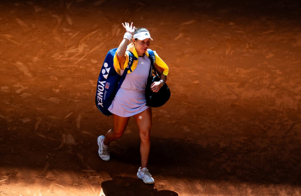 Jessica Pegula walks off court after losing at the 2026 Madrid Open