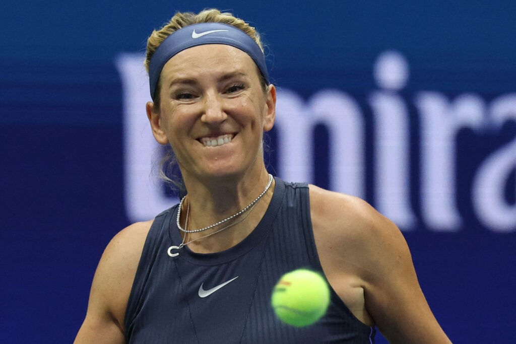 Victoria Azarenka in action at the 2025 US Open