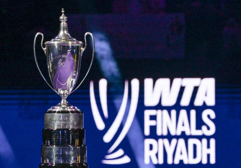 A picture of the WTA Finals trophy in Riyadh in 2025