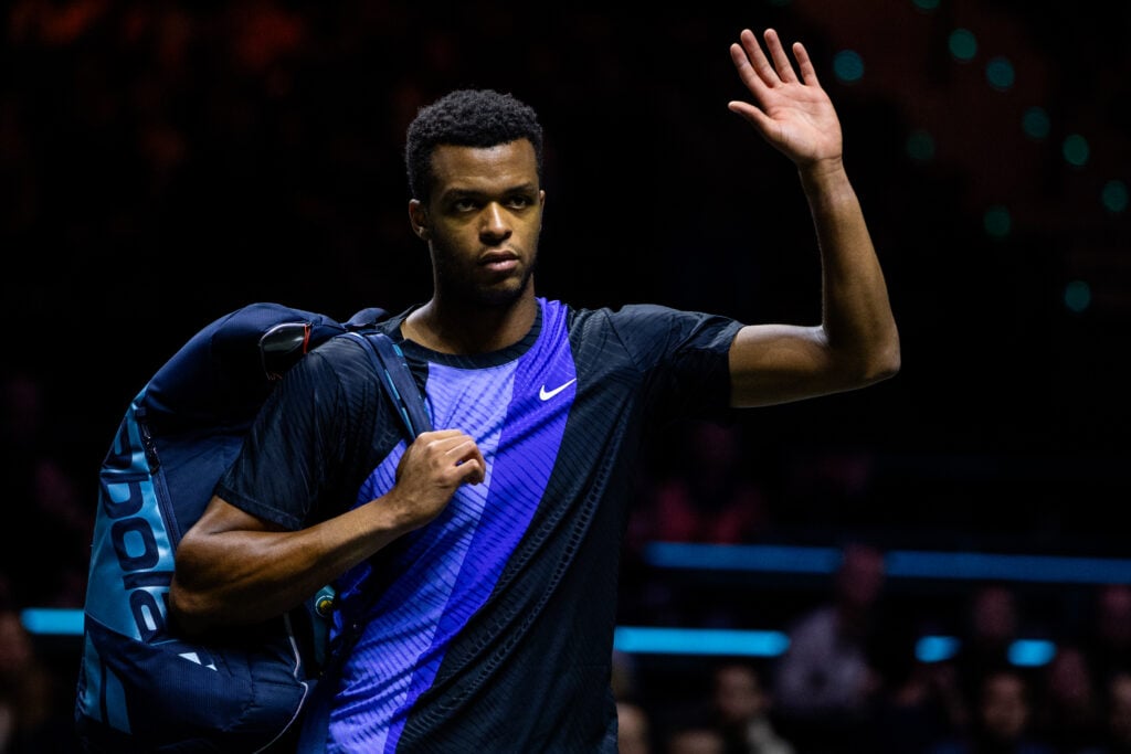 Giovanni Mpetshi Perricard of France leaves the court after his Men's Singles First Round match against Tallon Griekspoor of the Netherlands during Day Two of the ABN AMRO Open at the Rotterdam Ahoy on February 10, 2026 in Rotterdam, Netherlands.