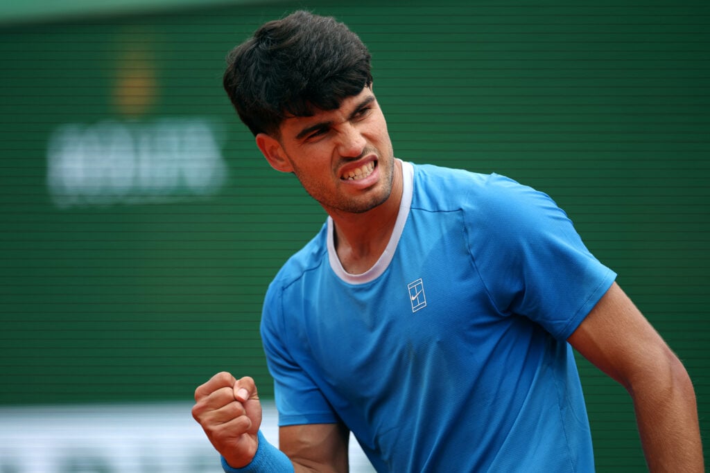 Carlos Alcaraz celebrates at the 2026 Monte Carlo Masters