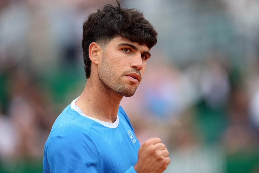 Carlos Alcaraz celebrates in Monte Carlo