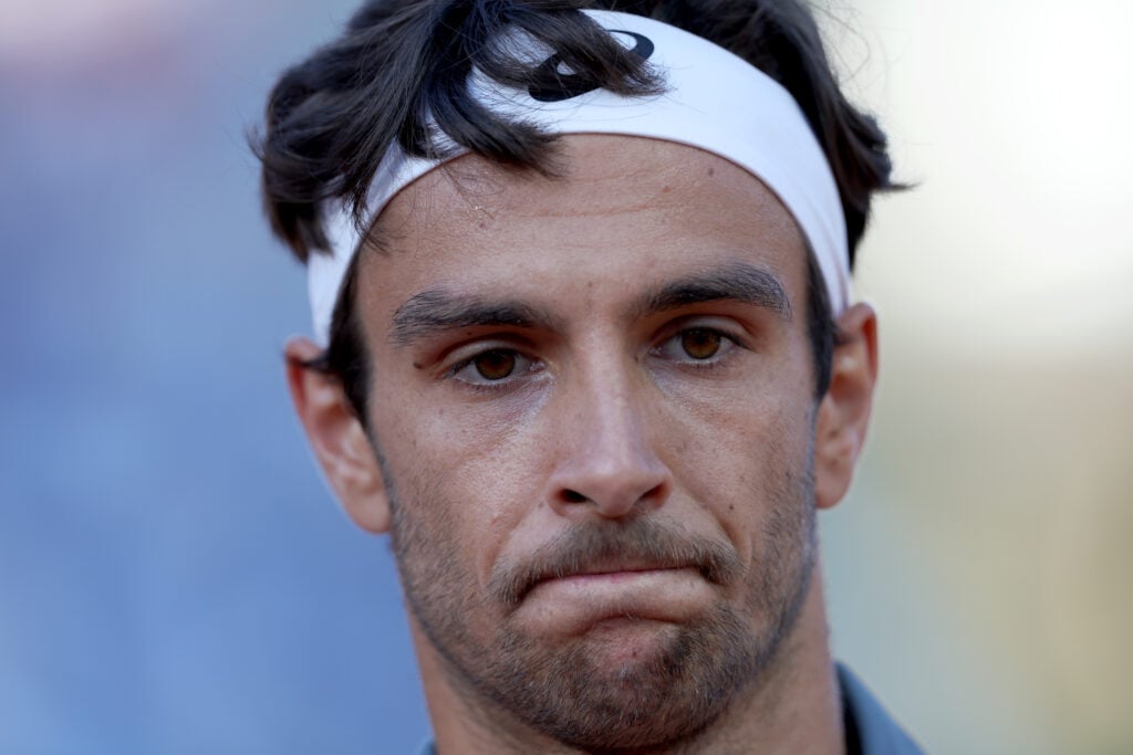 Lorenzo Musetti of Italy portrait during his Round of 32 match against Valentin Vacherot of Monaco on day four of the Rolex Monte-Carlo Masters at Monte-Carlo Country Club on April 8, 2025 in Monte-Carlo, Monaco.