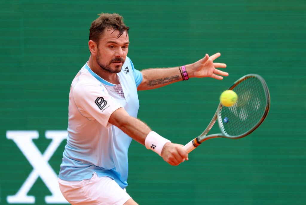 Stan Wawrinka hits a backhand