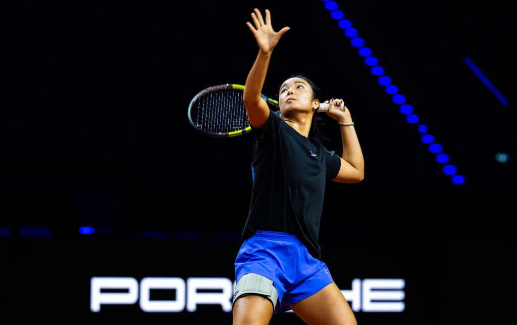 Alexandra Eala of the Philippines during practice ahead of the Porsche Tennis Grand Prix at Porsche Arena on April 11, 2026 in Stuttgart, Germany