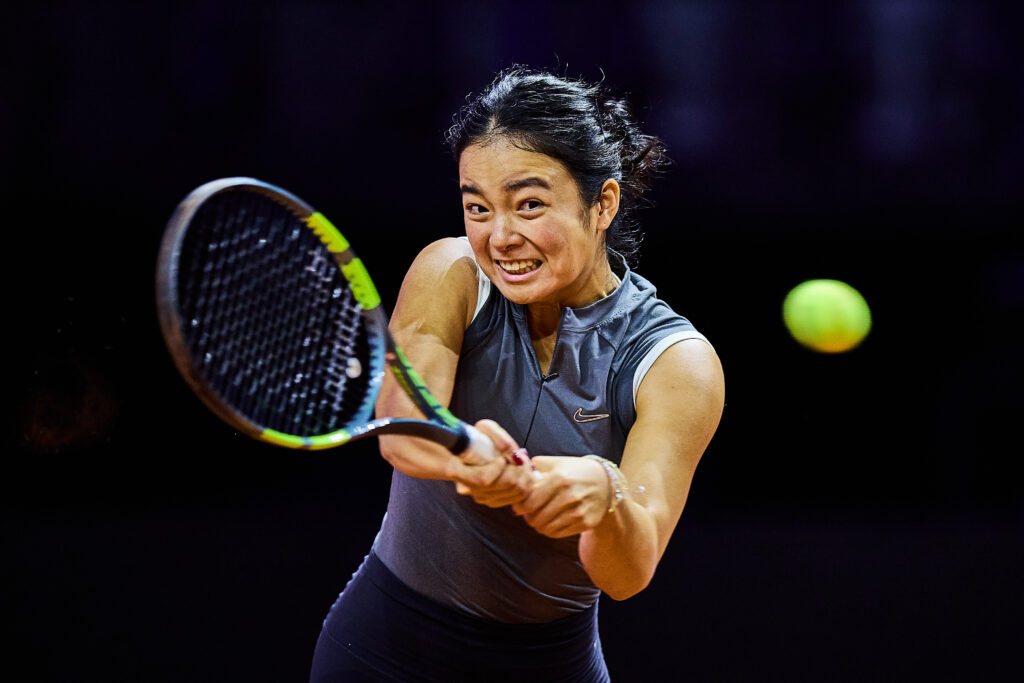 Alexandra Eala of Philippines at Porsche Arena on April 12, 2026 in Stuttgart, Germany.