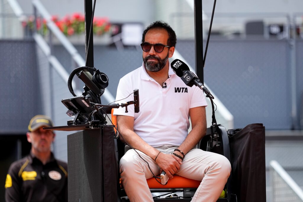 Kader Nouni, referee, attends the match between Paula Badosa of Spain and Julia Grabher of Austria during the Mutua Madrid Open 2026, ATP Masters 1000 and WTA 1000, at La Caja Magica on April 21, 2026 in Madrid, Spain.