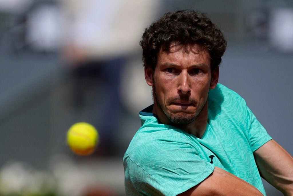 Pablo Carreno of Spain plays against Marton Fucsovics of Hungary during the Mutua Madrid Open 2026, ATP Masters 1000 and WTA 1000, at La Caja Magica on April 23, 2026 in Madrid, Spain.