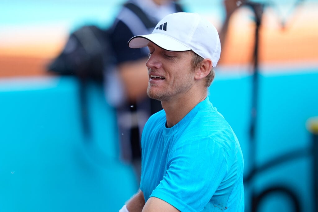 Alejandro Davidovich Fokina of Spain practices during the Mutua Madrid Open 2026, ATP Masters 1000 and WTA 1000, at La Caja Magica on April 23, 2026 in Madrid, Spain.
