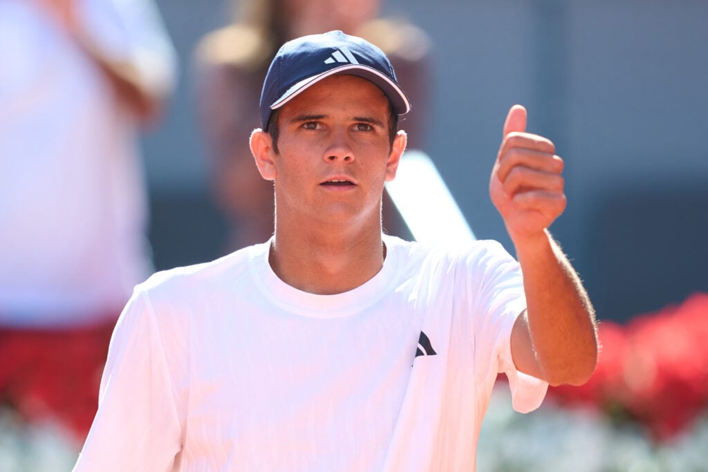 Rafael Jodar celebrates his fourth-round win at the 2026 Madrid Open