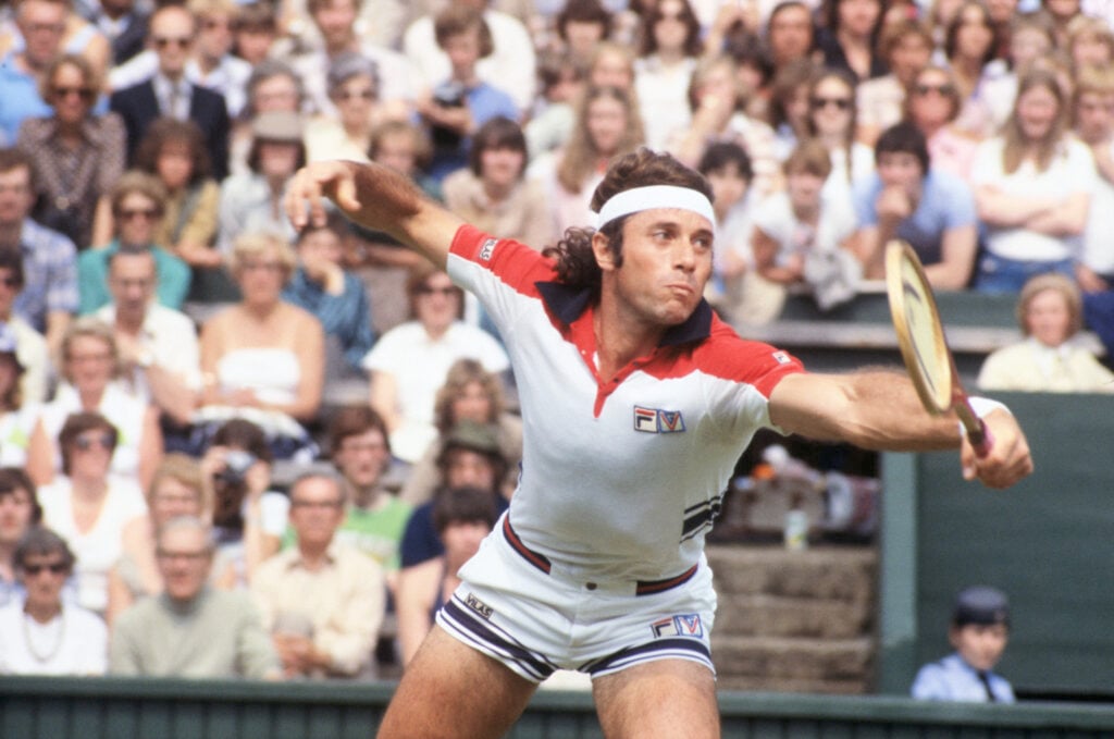 Guillermo Vilas, professional tennis player from Argentina, seen here in action.