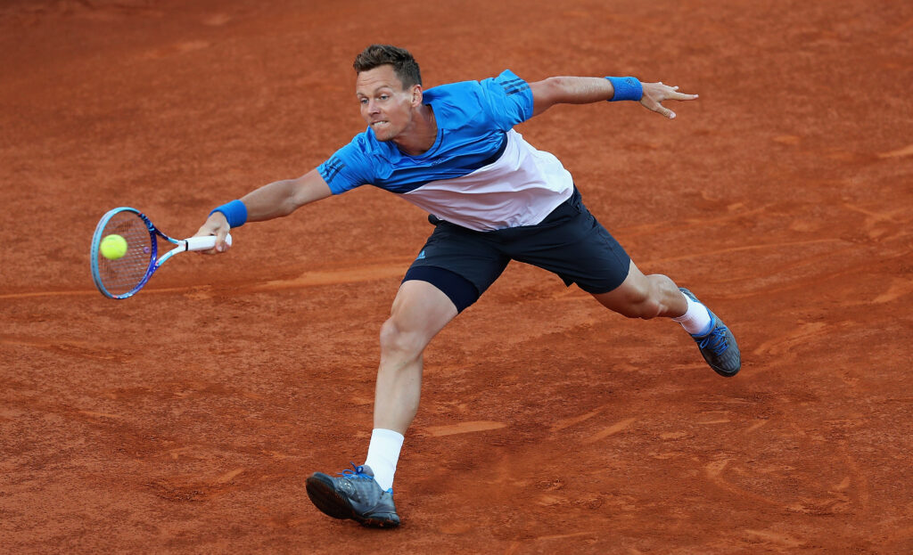 Tomas Berdych of the Czech Republic in action against David Goffin of Belguim during day five of The Internazionali BNL d'Italia 2016 on May 12, 2016 in Rome, Italy.